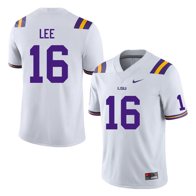 Men #16 Devonta Lee LSU Tigers College Football Jerseys Sale-White